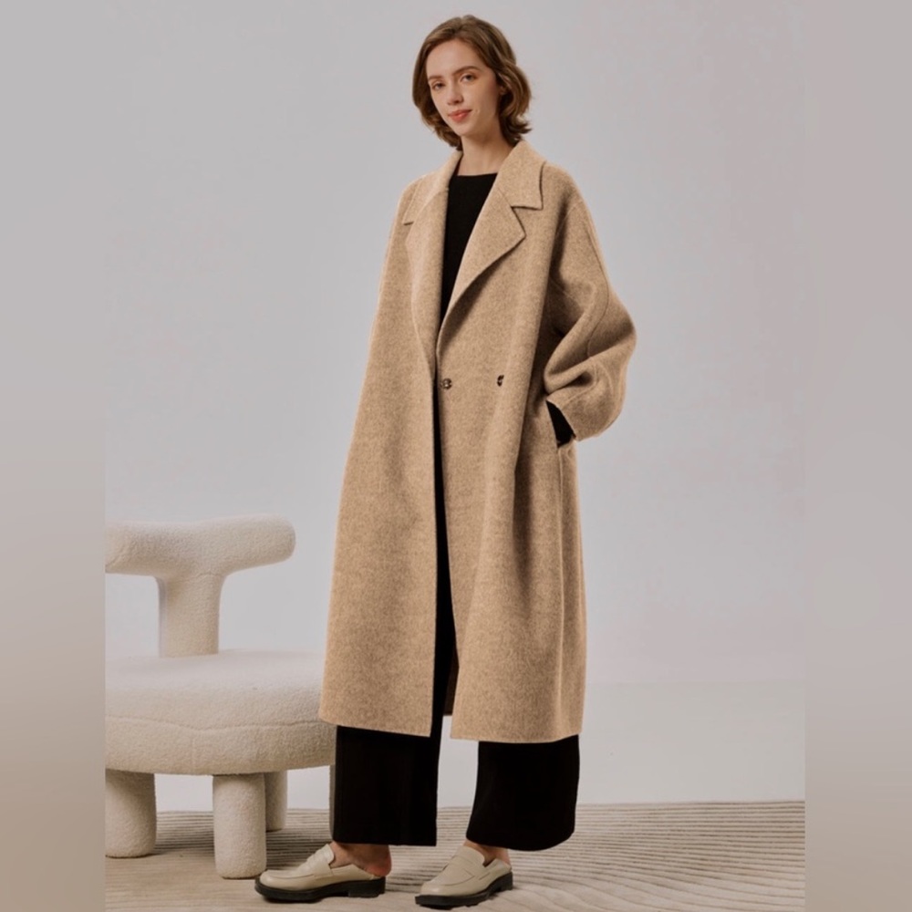 New Nap Loungewear Tailored Camel Blend Wool Alpaca Camel Coat